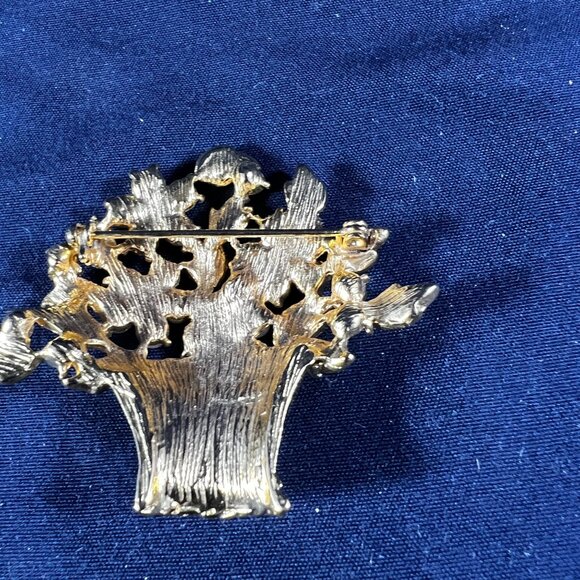 Vintage Pink Rhinestone & Pearl Bouquet Brooch Gold Tone Floral Pin - Picture 2 of 2